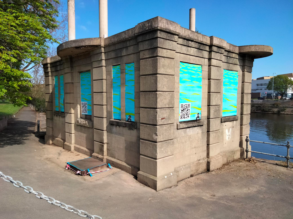 Photo of old derelict riverside building - The Worcester Plinth