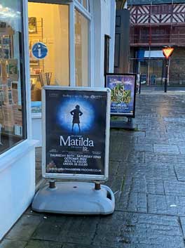 Sign for Matilda the musical at Ludlow Assembly Rooms