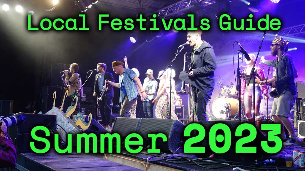 Photo of a band at a festival