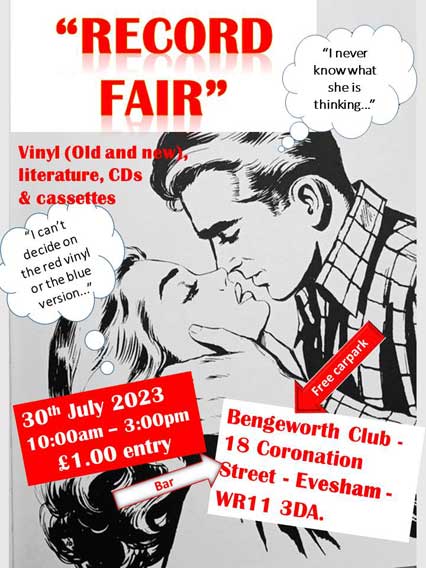 Poster for Evesham Record Fair July 2023