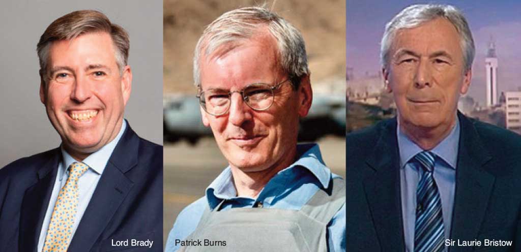 Photos of Lord Brady, Patrick Burns and Sir Laurie Bristow