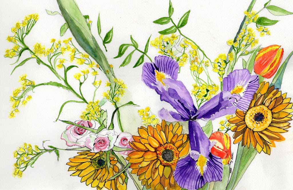 A painting of Blue Iris by Rachel Kay Hall