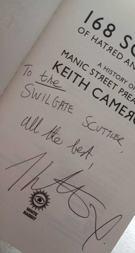 Photo of Signed note from Keith Cameron