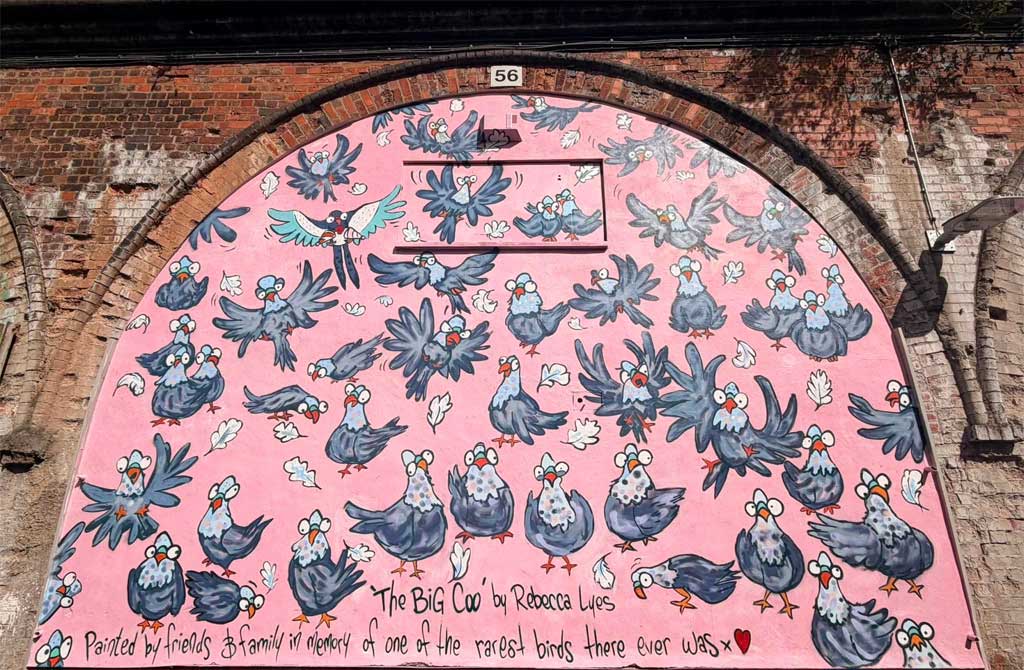 Photo of the message on a  Mural of The Big Coo by Becky Lyes