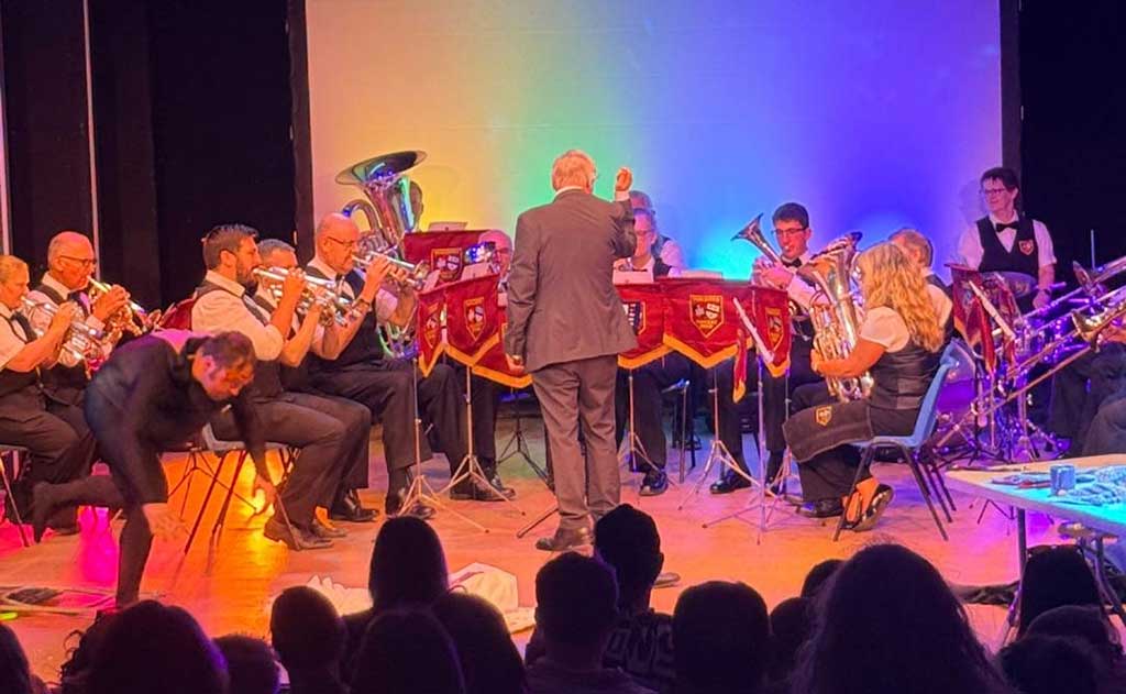 Photo of 24 piece brass band at Armageddon Outta Here