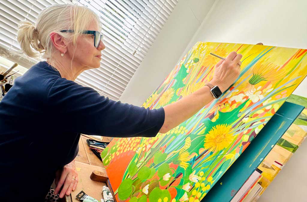 Photo of artists painting for Worcestershire Open Studios