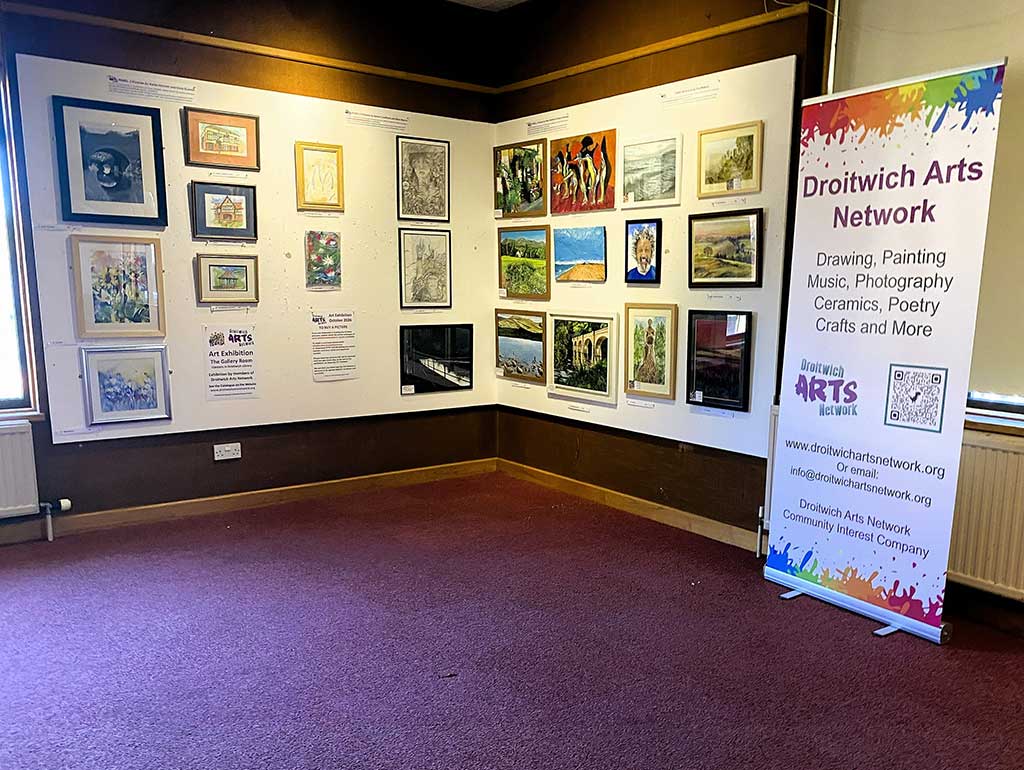 Photo of display at Droitwich Arts Network Exhibition
